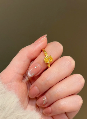 冰花切鸽子蛋黄钻戒指开口女戒