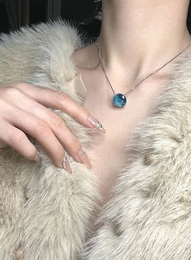 海洋之心吊坠蓝宝石水晶项链女