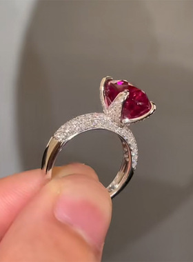 鸽子蛋满镶戒臂气质开口戒指