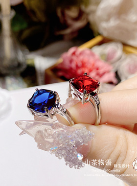 新品红宝石戒指可调节指环女饰品