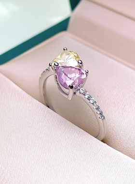 爱心戒指粉钻开口时尚轻奢百搭女