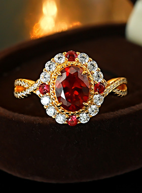 新品鎏金满钻开口戒指晚宴饰品