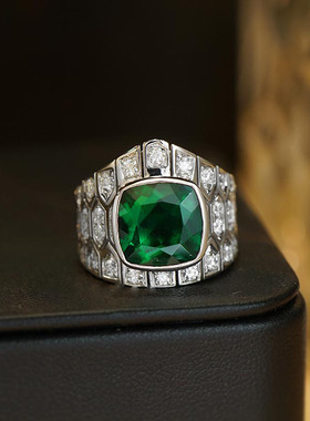 祖母绿戒指开口指环轻奢女款