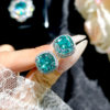 Light luxury square cushion green zirconia necklace earrings ring