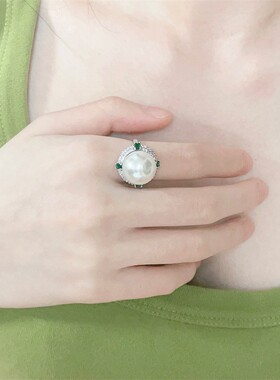 法式轻奢戒指祖母绿高贵气质网红