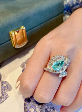 彩宝ins高级小众水滴形戒指女