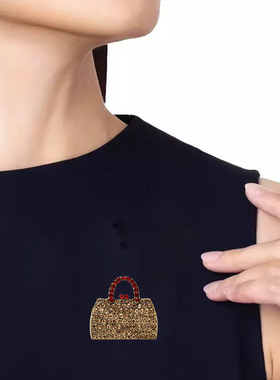 欧美复古满钻包包胸针高档女