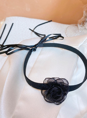 气质名媛风花朵颈链女薄纱森系优雅配饰设计感网红锁骨项链ins潮