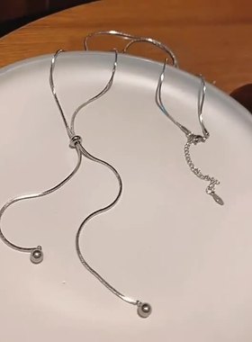 新款简约毛衣链女长款抽拉项链轻奢百搭钛钢蛇骨链高档配饰挂件潮