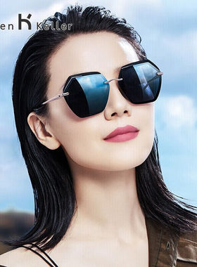 海伦凯勒偏光太阳镜女韩版大框墨镜司机专用眼镜H8827灰紫色N07（
