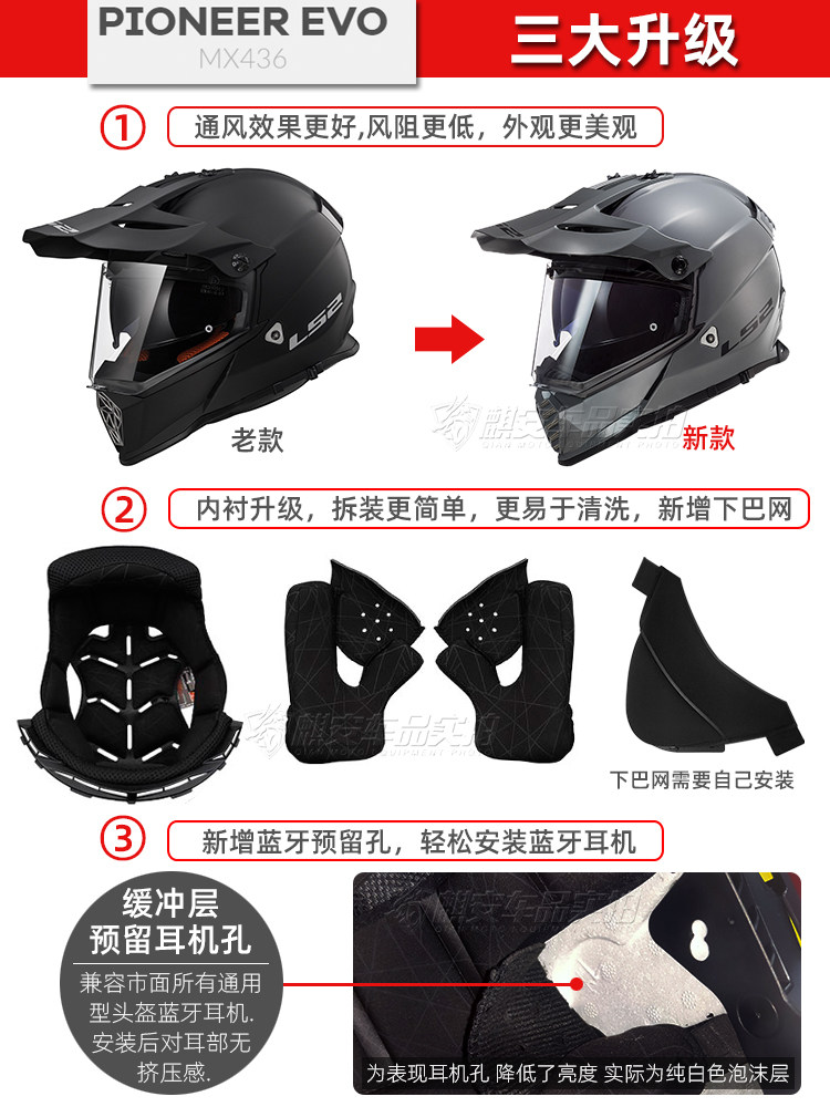 Ls2越野摩托车双镜片拉力盔秋全盔 天猫正品保修一年终身提供配件 Ls2麒安专卖店 淘优券