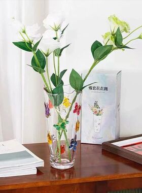 创意彩绘水晶玻璃客厅花瓶摆件