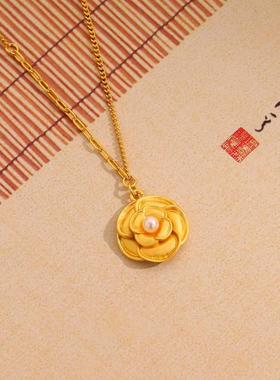 玫瑰花吊坠项链时尚新中式