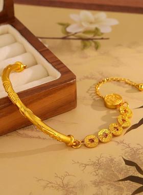 碎碎冰五帝钱半镯手链女新中式