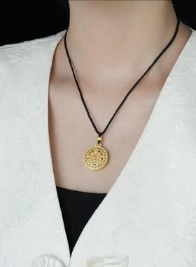 五福圆盘项链新中式小众镂空设计