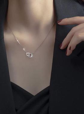 几何双环吊坠项链女时尚2024新款