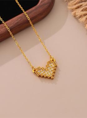 马赛克心形项链女时尚气质轻奢