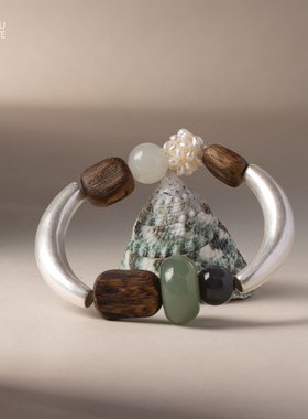 由子野【作山河】 和田玉手串 925银