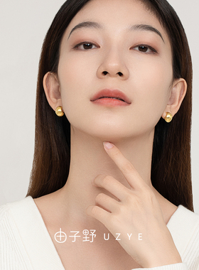 感高级女18K耳钉拉丝弧面设计