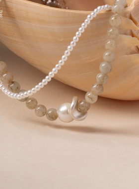 由子野【桂花糕珍珠套链】天然珍珠原创小众设计和田玉DIY项链