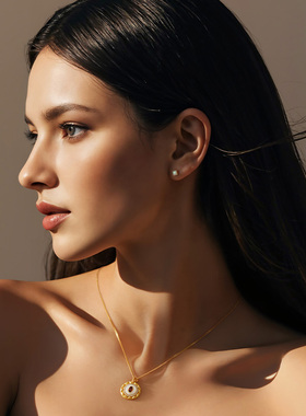 炽热守护项链925银圆盘吊坠