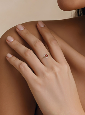 一撇一捺链条抽拉K金戒指