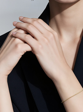 一撇一捺手链女18K金珠串简约