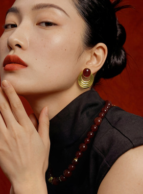 一撇一捺YPYN红谣叠峦系列红玛瑙项链新中式颈饰商场同款轻奢时尚