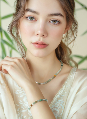 一撇一捺翡翠手链925银拼接珍珠