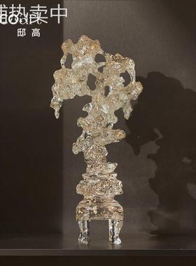 新中式客厅博古架茶空间软装布置茶架展示柜寿山石太湖石头摆件小