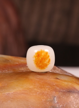 和田玉籽料洒金皮白玉珠子单珠