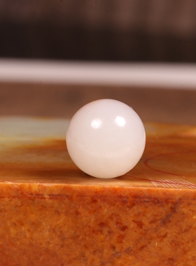 新疆和田玉籽料圆珠白玉单珠手链