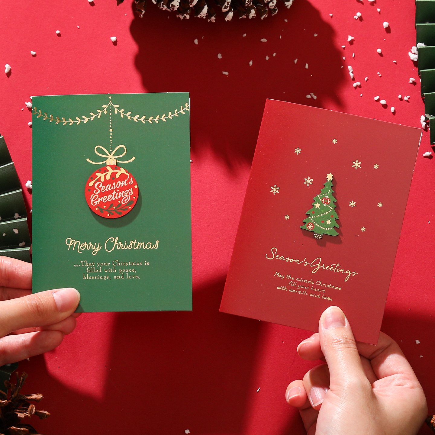 Christmas greeting card high-end creative wood carving small card