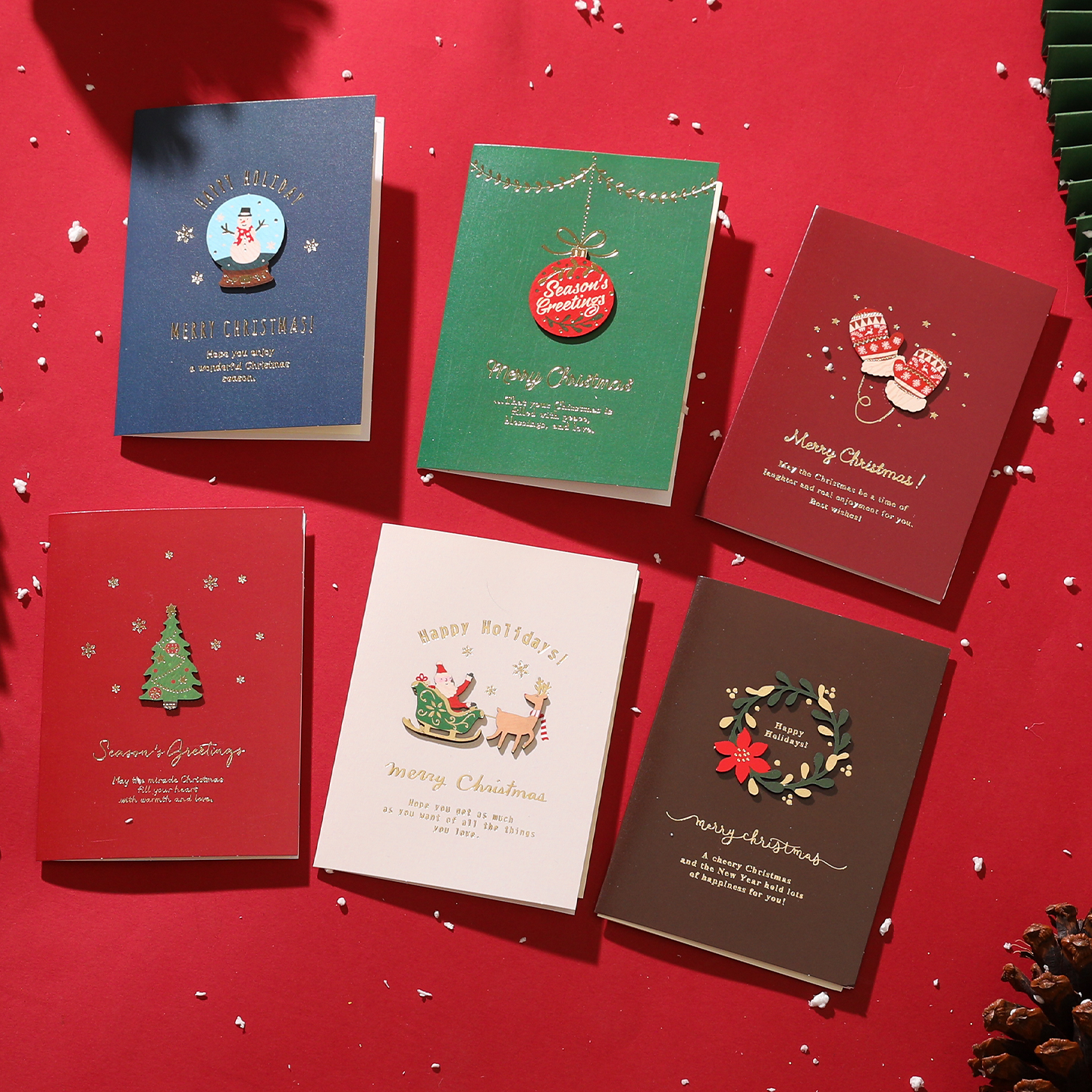 Christmas greeting card high-end creative wood carving small card