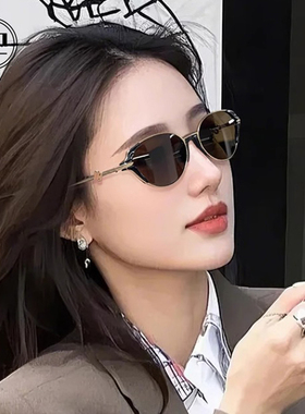 复古椭圆老钱风2025新款猫眼墨镜