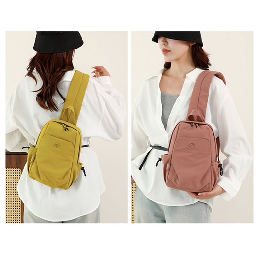 Casual and versatile chest bag for women, lightweight nylon large capacity travel mountaineering backpack, multi-functional shoulder crossbody bag for women