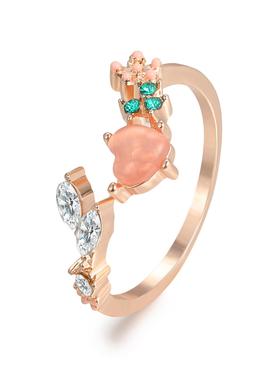 Love Pink Diamond Ring rings women食指戒指环爱心粉钻戒指女