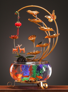 循环水新中式轻奢风水轮招财流水装饰品生财办公室创意装饰摆件