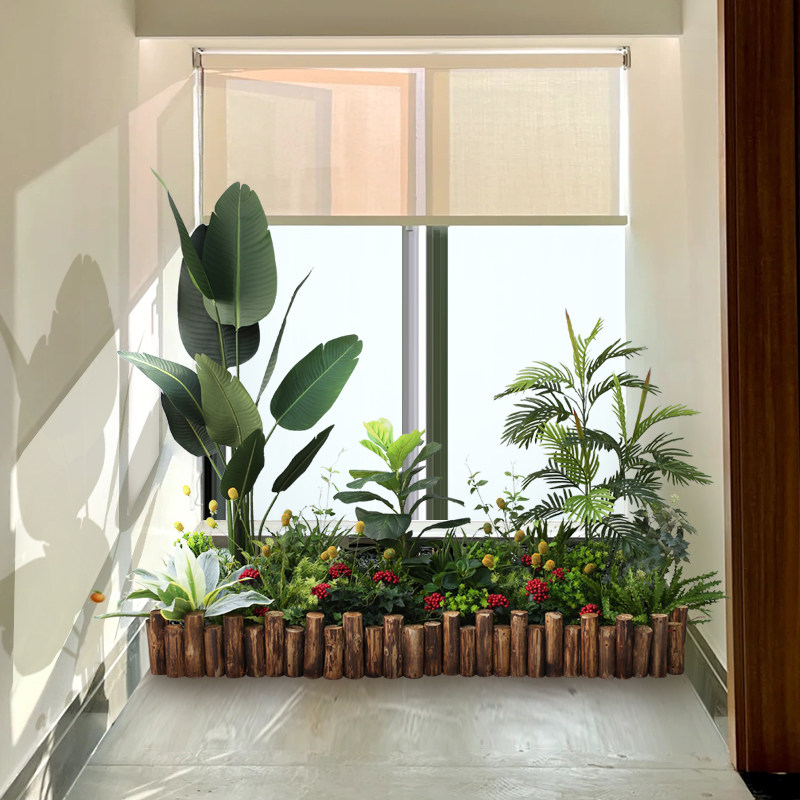大型仿真植物造景园景室内软装布置酒店落地花卉花园楼梯橱窗景观_虎窝淘