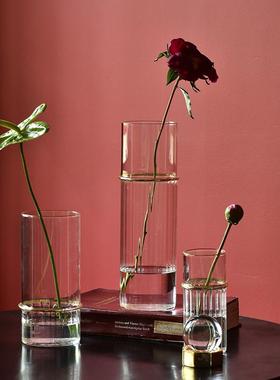 厂家直销北欧灯工玻璃花瓶创意干花香薰瓶直筒插花水培瓶装饰摆件