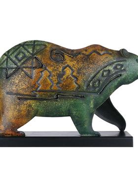 工艺品创意家居摆件美洲牛鹿熊金属装饰礼品雕塑手工铁艺