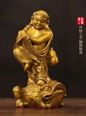 黄铜刘海戏金蟾摆件大号三足蛤蟆蟾蜍刘海戏金蝉开业礼品中式