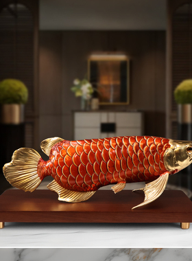 年年有余全铜金龙鱼摆件