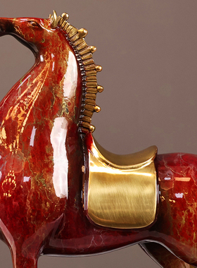 马到成功办公室摆件铜马新中式