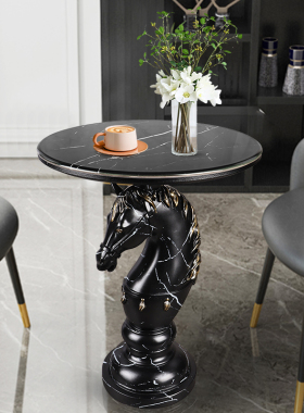 现代抽象动物艺术客厅床头桌边桌置物架2024家用极简阳台圆桌茶几