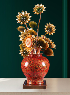 铜向日葵摆件客厅玄关装饰品