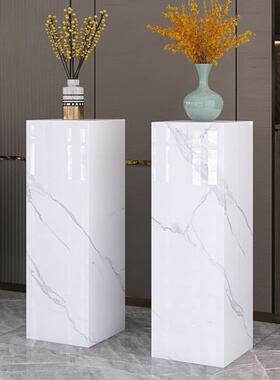 岩板底座花架定制轻奢装饰工艺品玄关客厅电视柜沙发旁边落地摆件