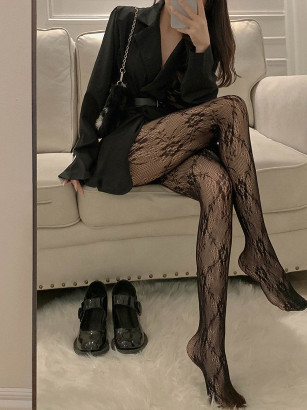 蕾丝镂空连裤袜美腿复古花藤网袜黑丝袜外穿弹力薄款jk纯欲大长腿,淘宝优惠券,粉丝福利购,淘宝优惠卷