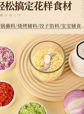 电动蒜泥神器捣蒜料理机小型家用绞肉机绞蒜搅碎器蒜末粉碎