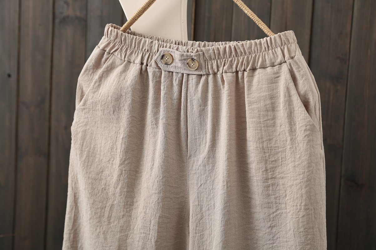 2021新款秋季棉麻裤子直筒休闲裤 怡梨衣休闲裤